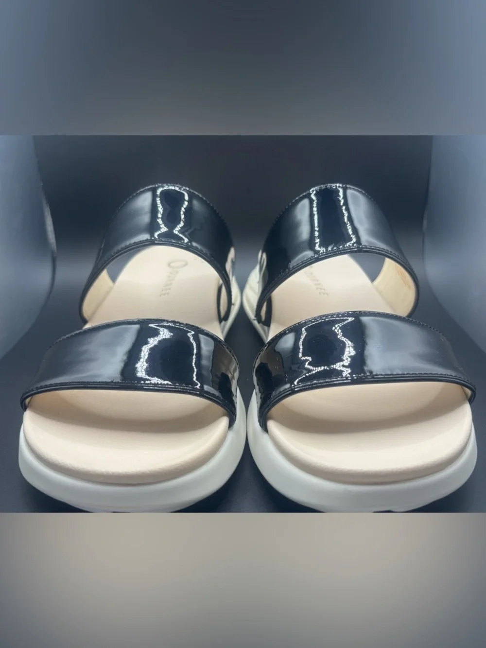 Journee Collection Janis Wedge Black Patent Women’s Sandals Size 7.5 - Picture 3 of 12